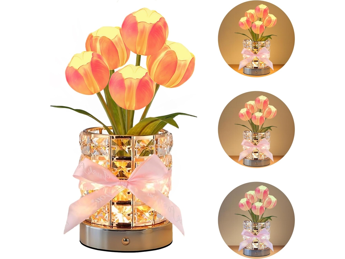 Luminária Tulipa, Luz Noturna Em Formato De Flor, 3 Cores Reguláveis Com Carregamento Usb, Luminária De Toque Para O Dia