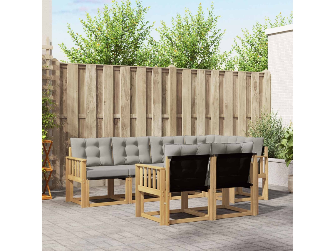 Vidaxl Conjunto De Sofás Para Exterior 7 Pcs Branco E Cinzento-claro