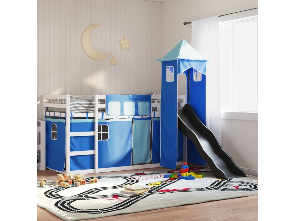 Beliche Com Escorrega E Cortinas 90x200 Cm Azul