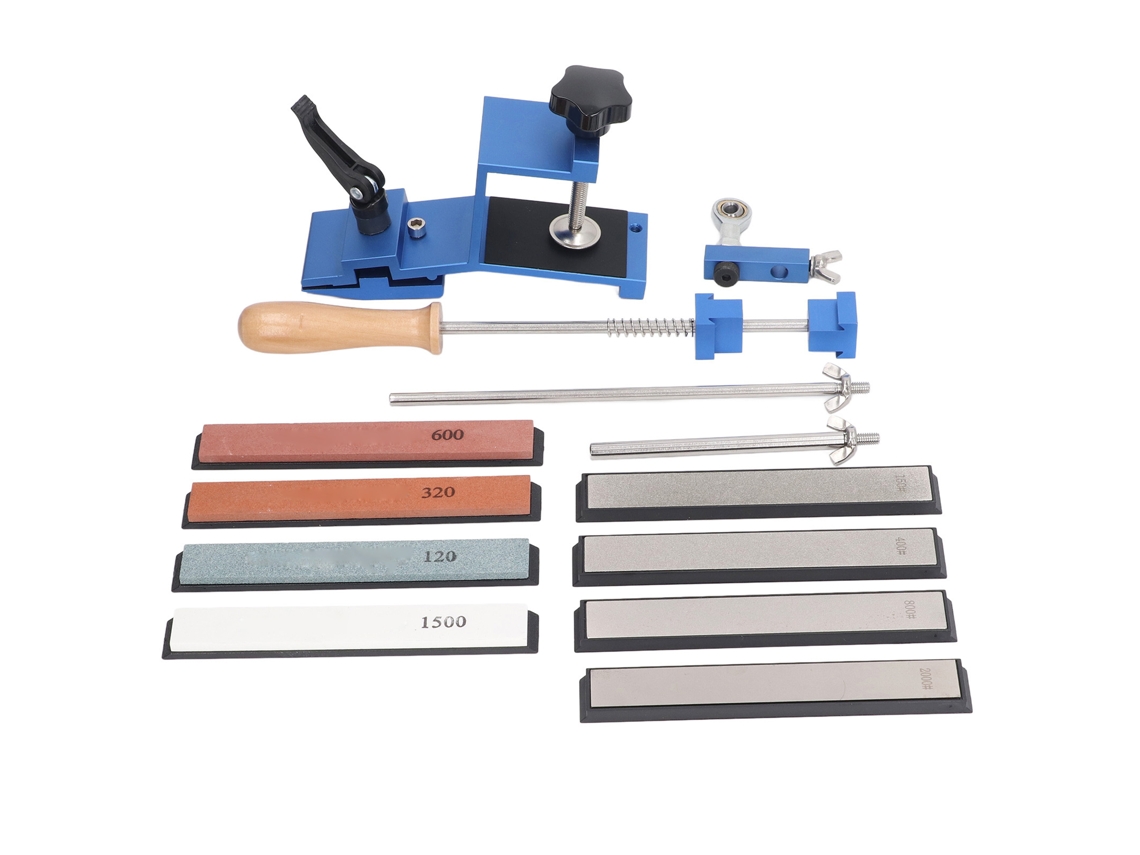 Kit de afiador de facas de ângulo fixo com 4 pedras de afiar e 4 pedras diamantadas.