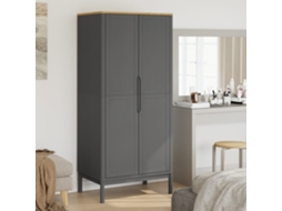 Vidaxl Roupeiro Floro 77x53x171 Cm Madeira De Pinho Maciça Cinzento