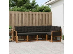 Vidaxl Conjunto De Sofás Para Exterior 5 Pcs Natural E Preto