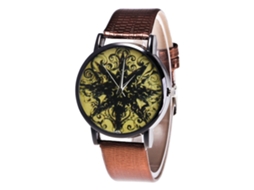 Relógio de Casal Magic Pattern com Pulseira de Couro para Amantes Café