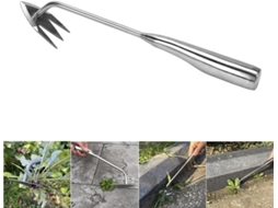 Pá manual de aço inox AQUAFORGE, com ancinho para ervas daninhas