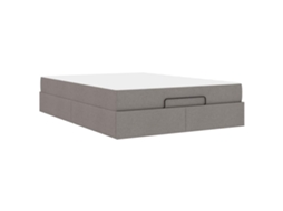 Conjunto 2 Estrutura Da Cama Vidaxl Castanho-acinzentado Tecido (140 X 200 Cm)