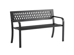 Banco de Jardim de 2 Lugares com Ripas e Apoios de Braço em Metal 119x50x75cm Preto S/MARCA