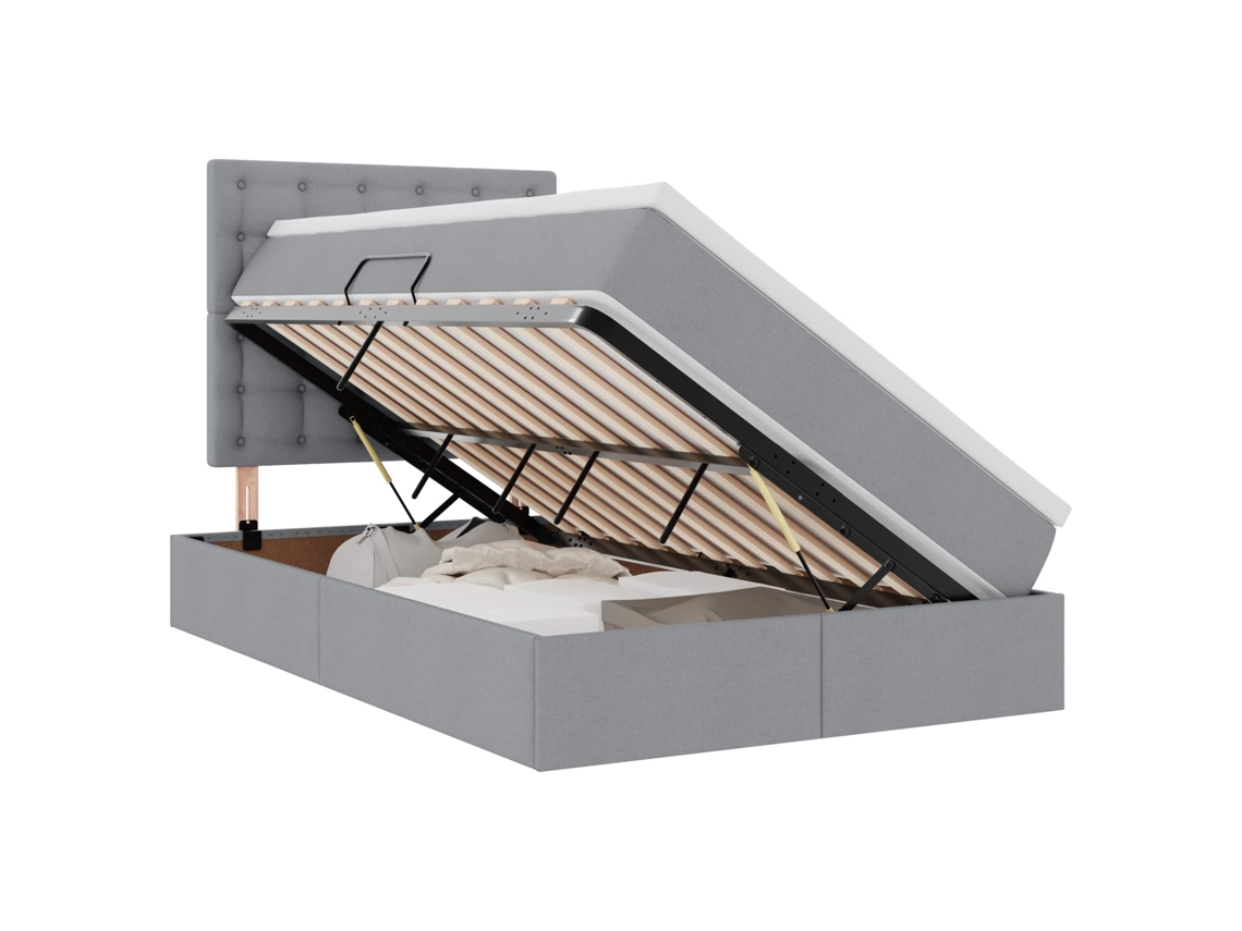 SYFAX™ Cama de Armazenamento Led com Colchão Cinzento claro