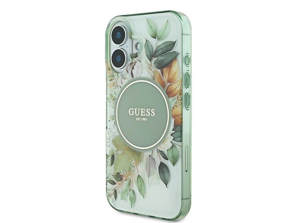 Capa para iPhone 16 Plus GUESS Pele Sintética Rígida Verde