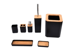 Kit de Acessórios de Banheiro em Bambu 7 Peças Preto S/MARCA
