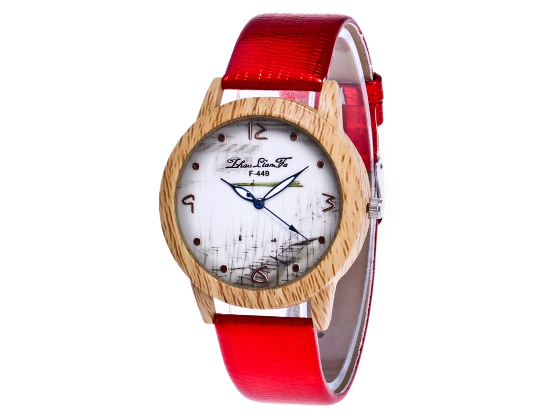 Reloj De Cuarzo Para Mujer Con Correa De Pu Estilo Cocodrilo Simple Zhoulianfa F-449x Rojo