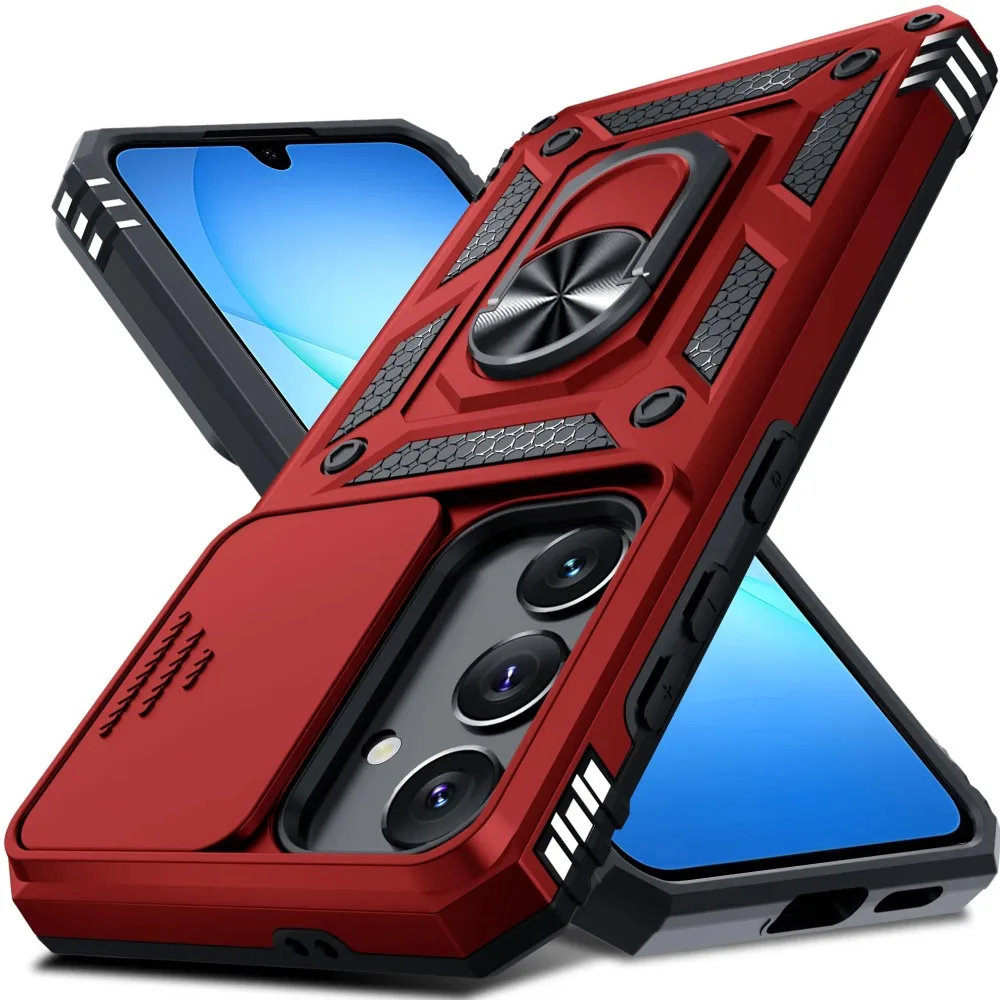 (vermelho, Galaxy S23) Capa Protetora Resistente Para Samsung, Com Tampa Deslizante Para A Câmera.