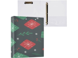 Pacote com 1 Pasta de Argolas 2,5 Cm Bolsos, 1/2 Pastas, Escolar, 200 Folhas, Presentes Natal, Frutinhas Verme