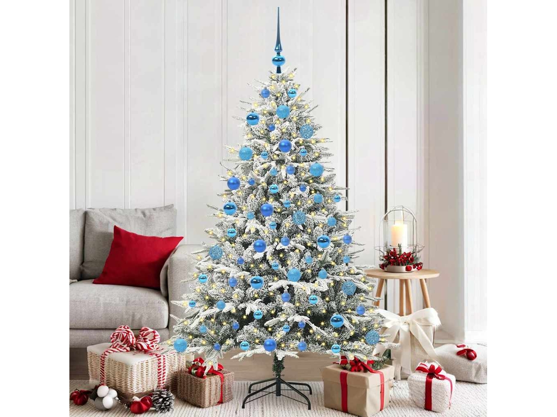 Vidaxl Árvore De Natal Artificial Pré-iluminada Com Conjunto De Bolas