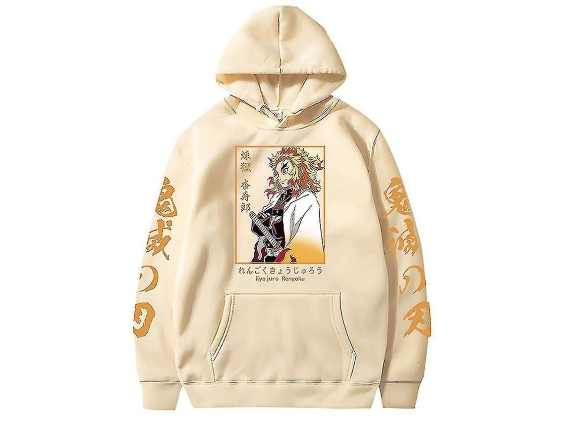 SUDADERA Fasst com Capuz Anime Demon Slayer Kyojuro Rengoku Roupa Oversized Inverno | S/MARCA