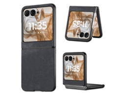 Capa Traseira Vintage Em Couro E Policarbonato Para Celular Motorola Razr 50 Ultra