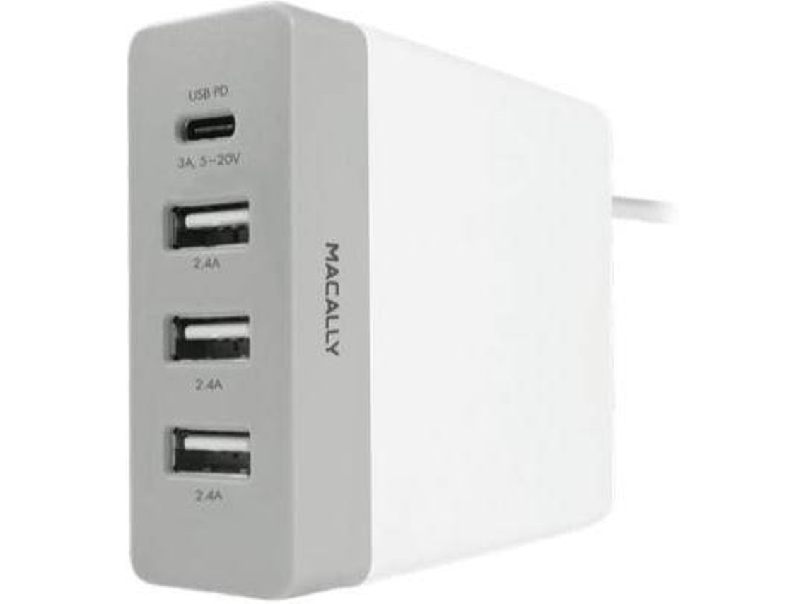 Carregador MACALLY AC 72W 3USB + USB-C