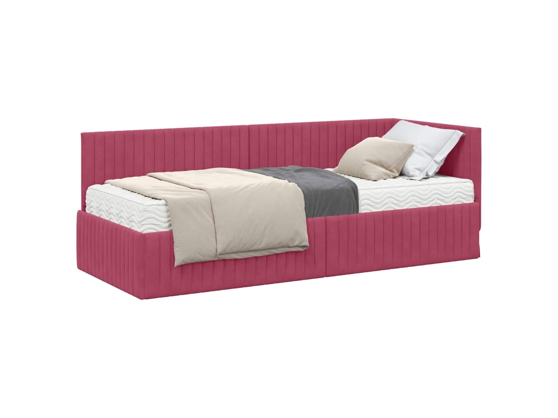 Estrutura de Cama de Canto com Colchão 2 Pcs Veludo Verde MAISON EXCLUSIVE