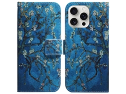 Capa Em Couro Pu Para Apple Iphone 16 Pro Max - Flores De Alperce