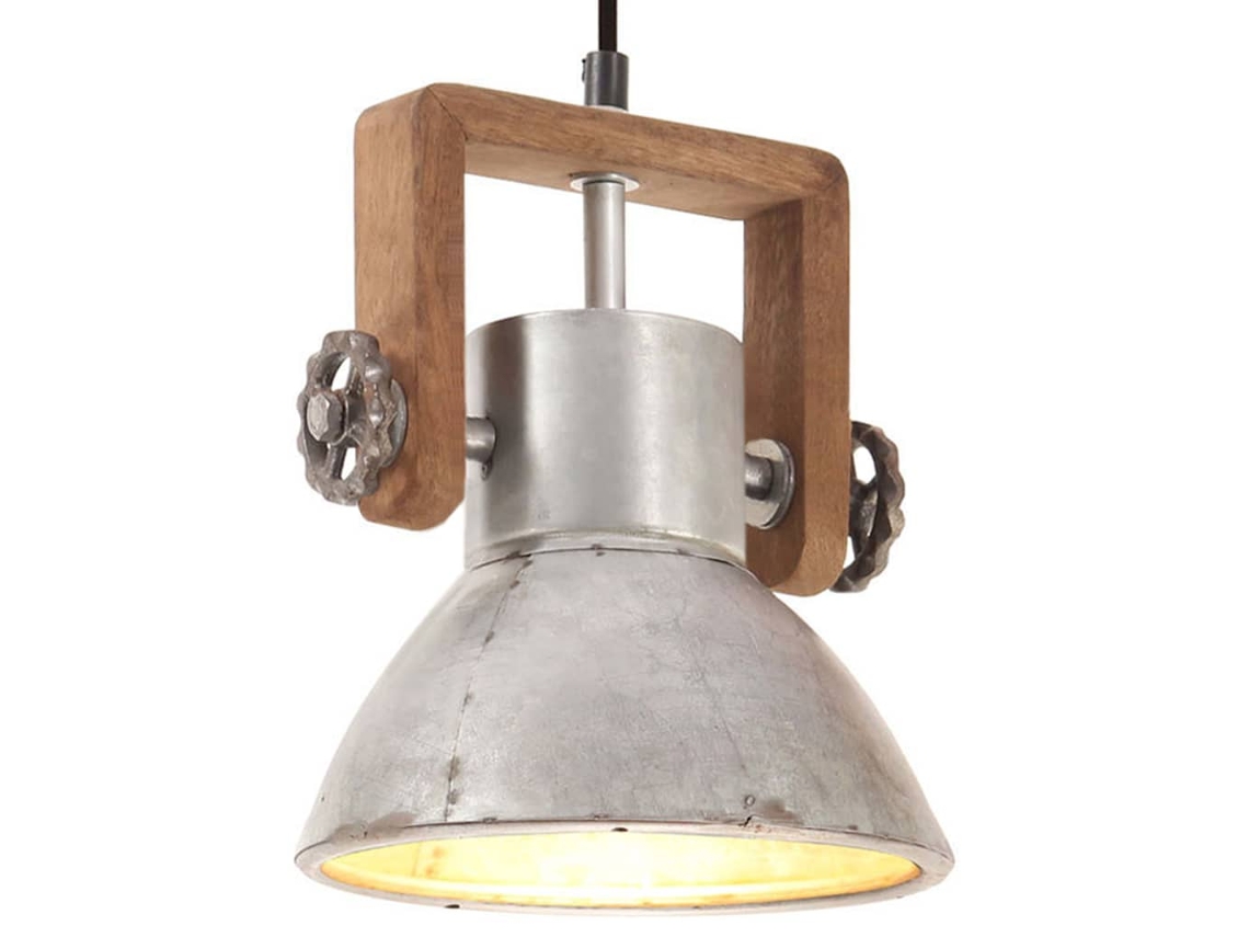 vidaXL Candeeiro suspenso industrial redondo 25 W 19 cm E27 prateado