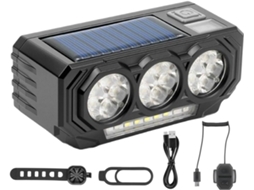 Farol De Bicicleta Movido A Energia Solar Com 5 Modos E Buzina.