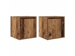 Wall-mounted Bedside Cabinet, Wall-mounted Bedside Cabinets Vidaxl Marrom Madeira Processada (n/a)