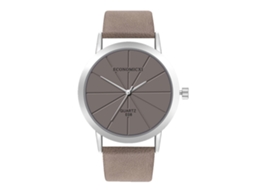Reloj De Pulsera Unisex Minimalista De Cuero Pu Con Dial Redondo Gris De Cuarzo