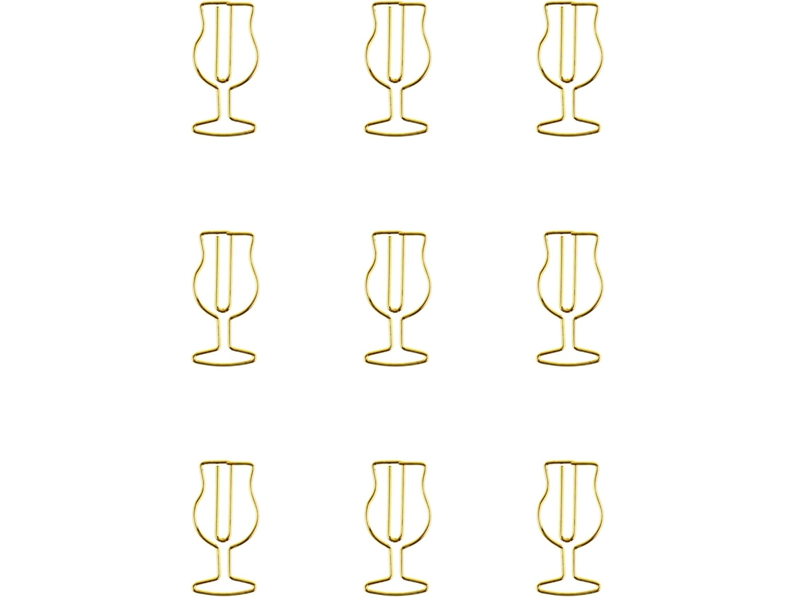100 Clipes de Papel em Formato de Taça Vinho, Clipes de Metal Dourados e Rosa, Clipes de Bar, Materiais Escolares e