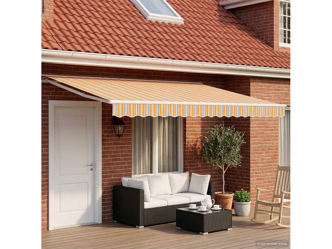 Vidaxl Toldo Retrátil Elétrico Azul, Laranja, Branco 4,5 × 3 M
