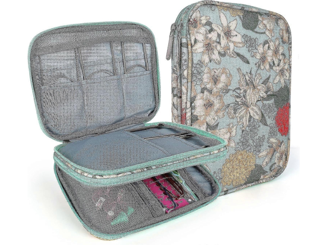 Estojo Para Agulhas De Tricô Circulares, Porta Agulhas Crochê, Bolsa Armazenamento Com Zíper Circulares Tranças, Ponta Dupla, Croc Aquaforge