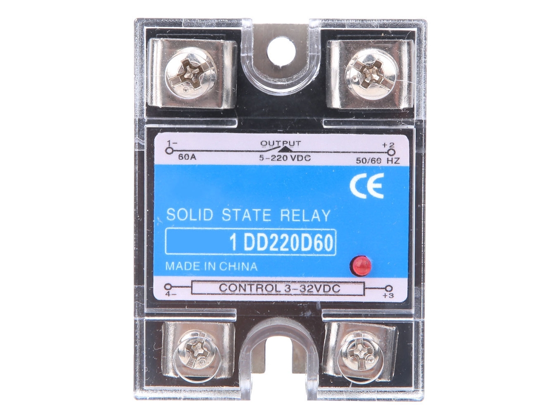 Relé de Estado Sólido DC DC SSR Entrada 3 32vdc Carga 5 220vdc Controle 60a