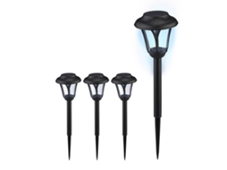 Conjunto De Luzes Solares Pretas De Jardim Com Iluminação Led