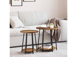 Vidaxl Conjunto De Mesas De Apoio 2 Unid. Madeira Velha E Preto