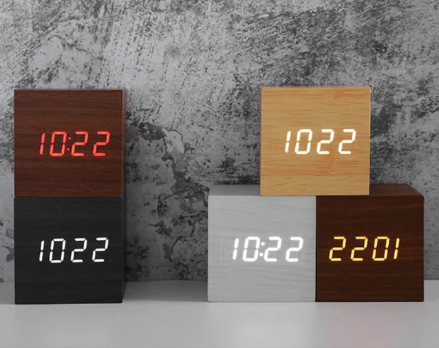 Novo Relógio De Mesa Digital Led De Madeira Moderno, Despertador, Termômetro, Temporizador, Calendário SUNNY SPACES