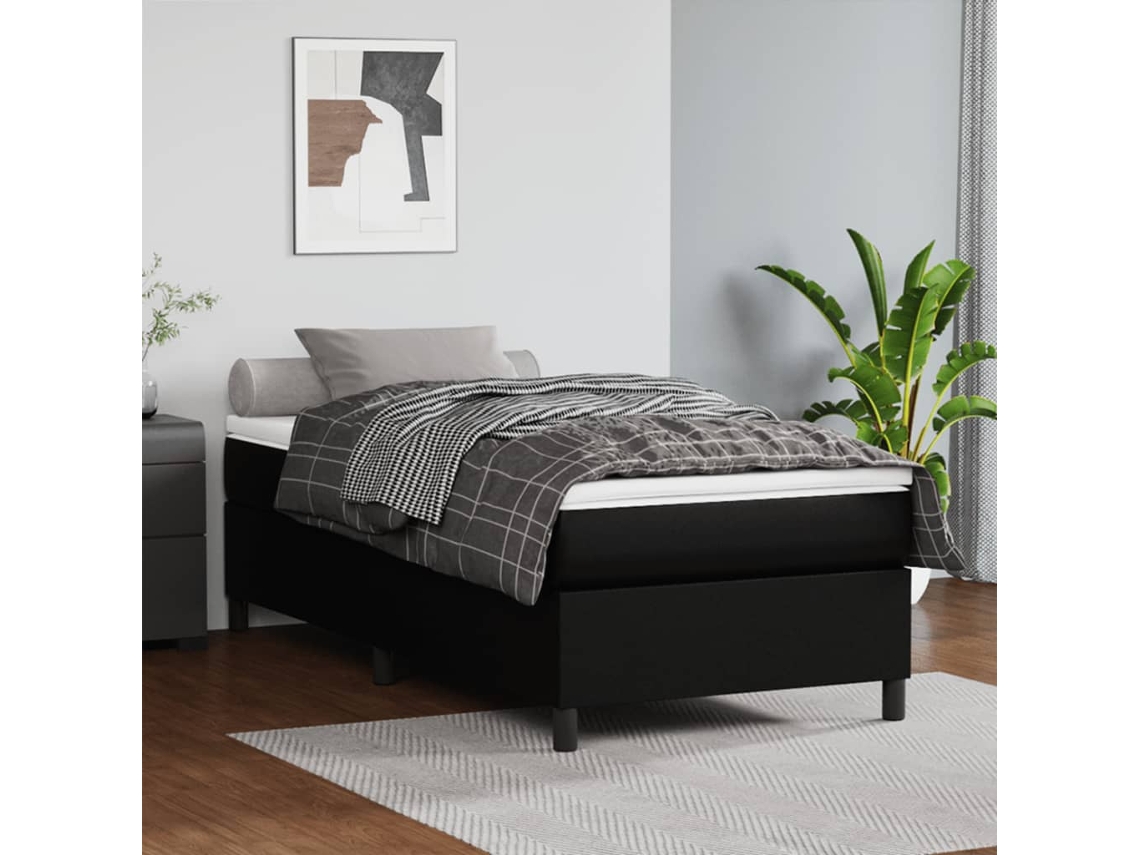 Vidaxl Estrutura De Cama Com Molas 90x190 Cm Couro Artificial Preto