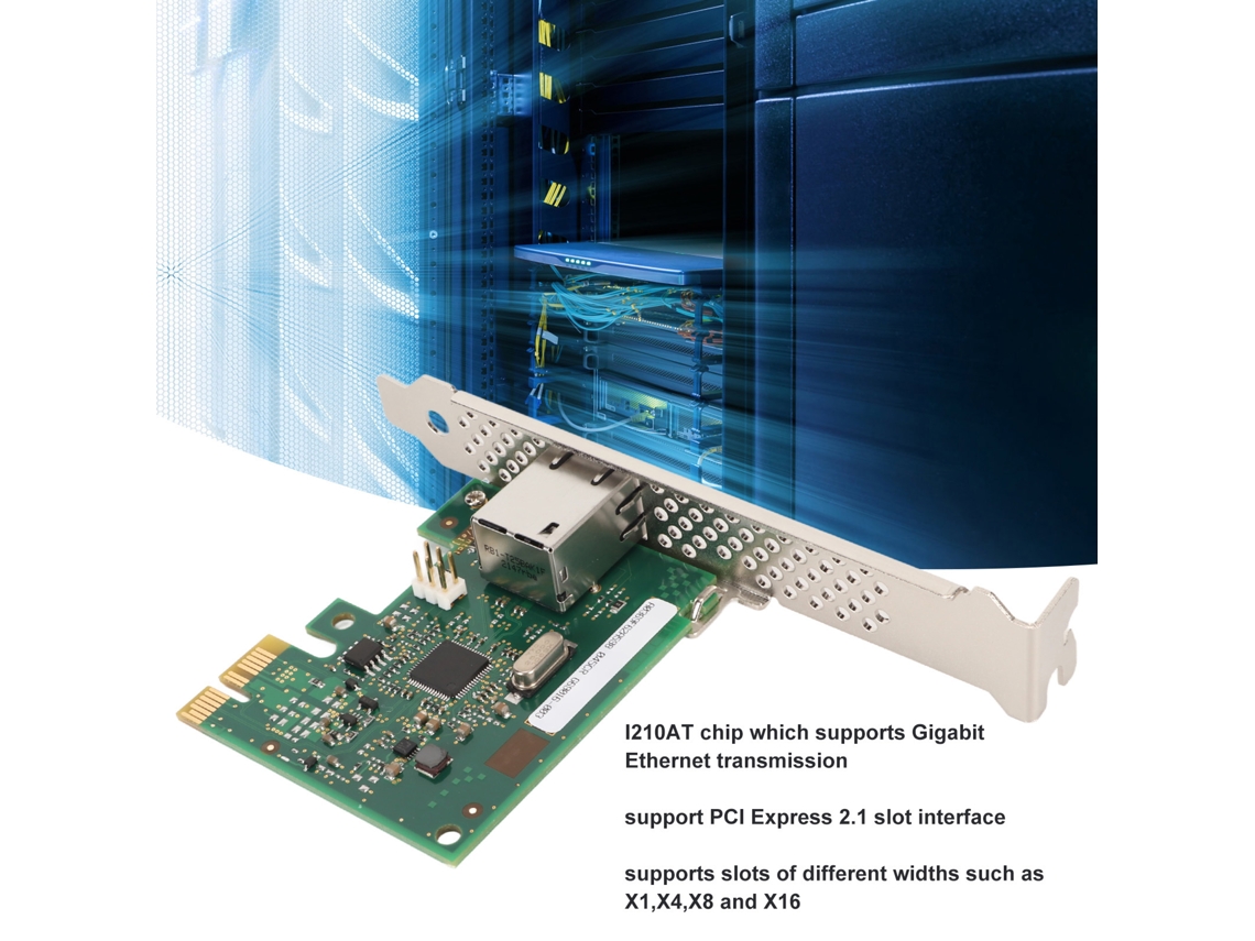 Placa De Rede Pcie 2.5gt/s Pcie 2.1 Ethernet Gigabit Adaptador I210at Rj45 Led