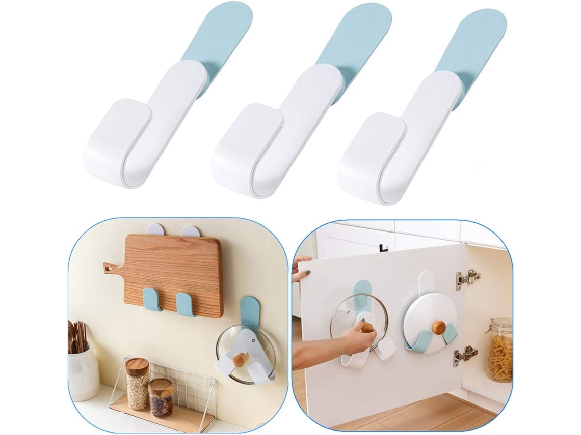 Conjunto de 3 Suportes Parede para Tampas em Abs, Autoadesivos e Ajustáveis BRILVIBERA