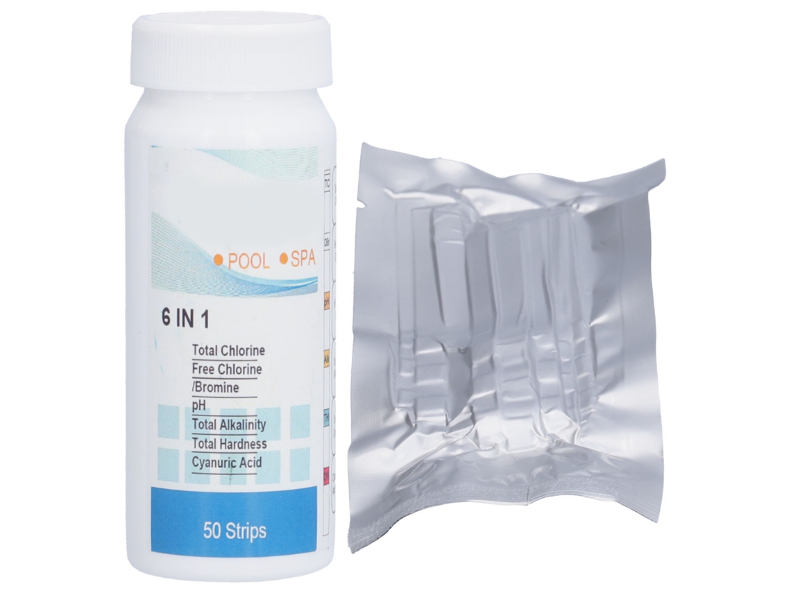 Papel de Teste Primerox para Água de Piscina, Spa, Aquário, 6 em 1, 50 peças