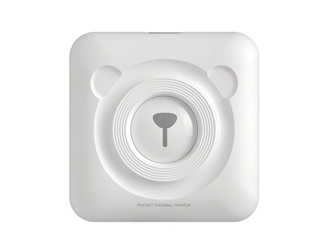 Impressora De Bolso Com Design De Urso De Desenho Animado, Leve, Portátil, Mini Impressora Térmica Fotográfica Manual Com Bateria, Cor Branca