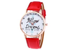 Relógio de Pulso Analógico de Quartzo Zhoulianfa com Pulseira Pu Clássico Simples (vermelho)