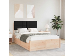 Vidaxl Estrutura de Cama com Cabeceira Estofada Preto 120 X 200 Cm