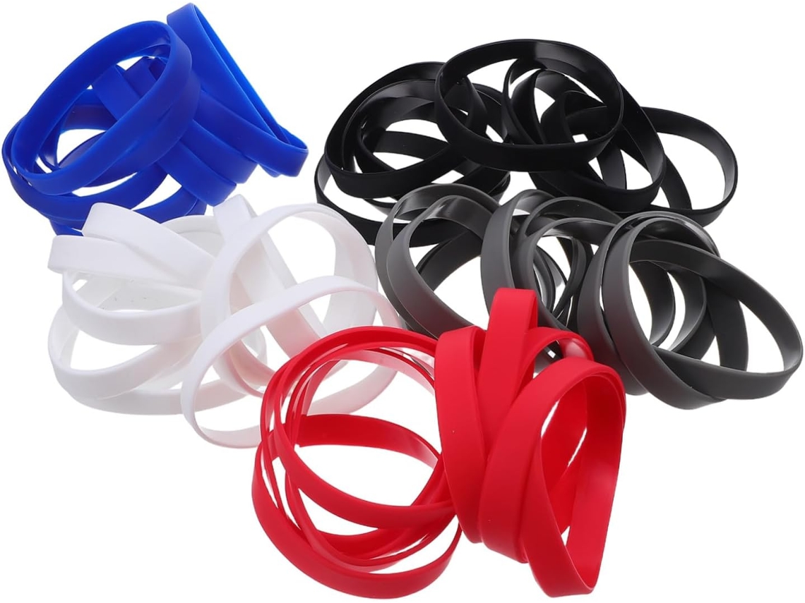 Conjunto de 50 pulseiras de silicone, à prova d'água e elásticas, para adultos e adolescentes, ideais para esportes.
