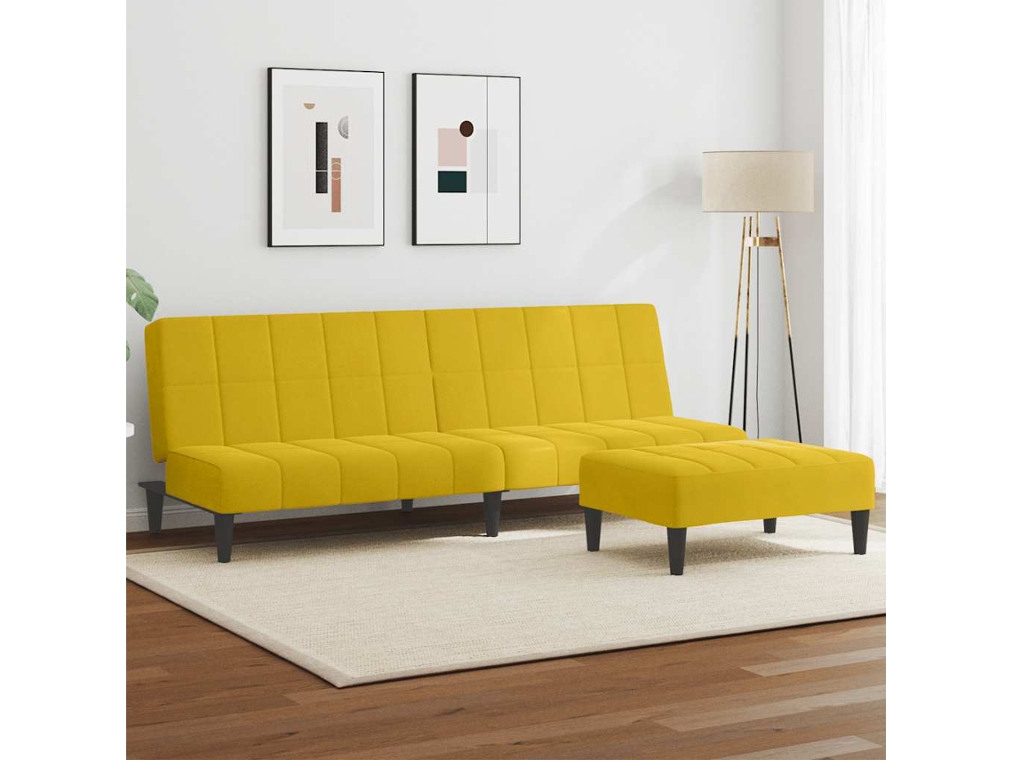 Sofá de 2 Lugares HARLANV1 com apoio de pés veludo amarelo