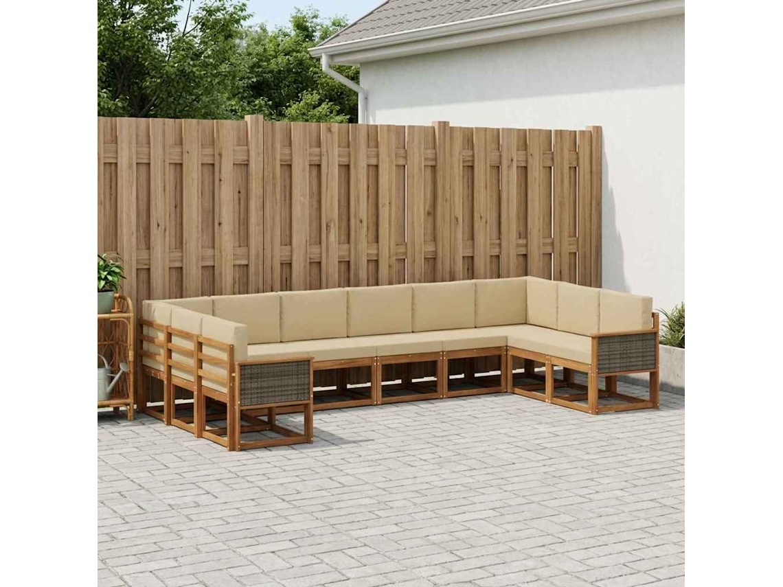 Vidaxl Conjunto De Sofás Para Exterior 10 Pcs Natural E Bege