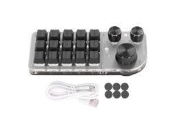 Lurelia Teclado Mecânico Para Jogos Yemma Com 15 Teclas, 3 Botões Programáveis, Conexão Usb Sem Fio, Bluetooth, Switches Azuis E Mini Macros