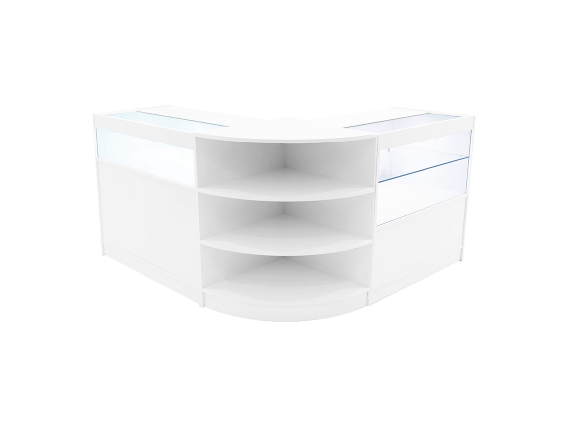 Conjunto de Balcões Comerciais Harmonia | Branco | B900C900LM60 | MDF e Vidro Temperado | Prateleiras e Portas MonsterShop