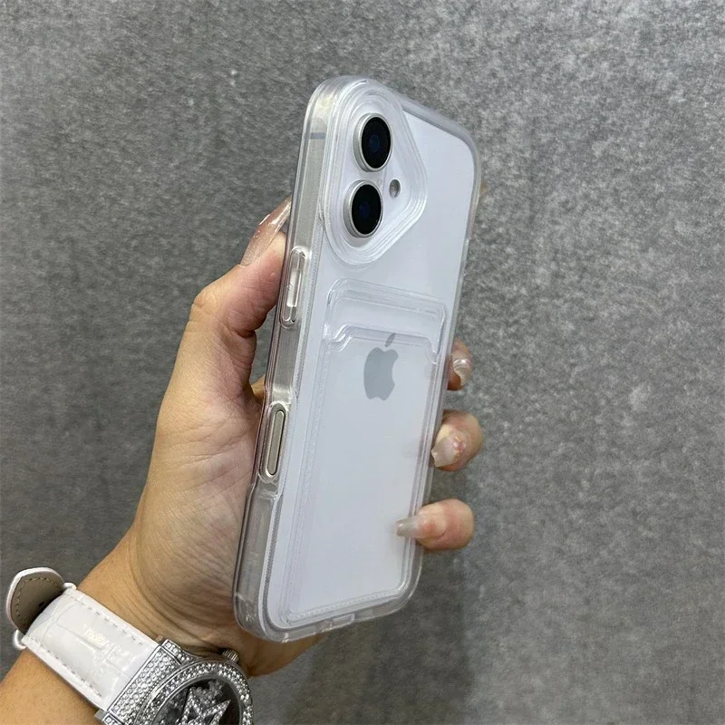 Capa Transparente Para Iphone 14 Pro Max Com Porta-cartões E Proteção Contra Impactos.