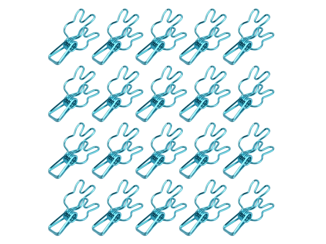 20 Pinças De Metal Chapas Eletrochapas Clips Multiusos Com Mola Forte Azul