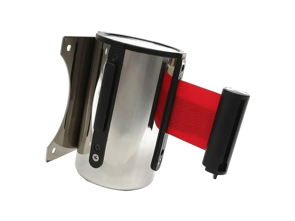 Cinta Barrera Cola Retrátil 2m Pared Acero Inoxidable Nylon Vermelha