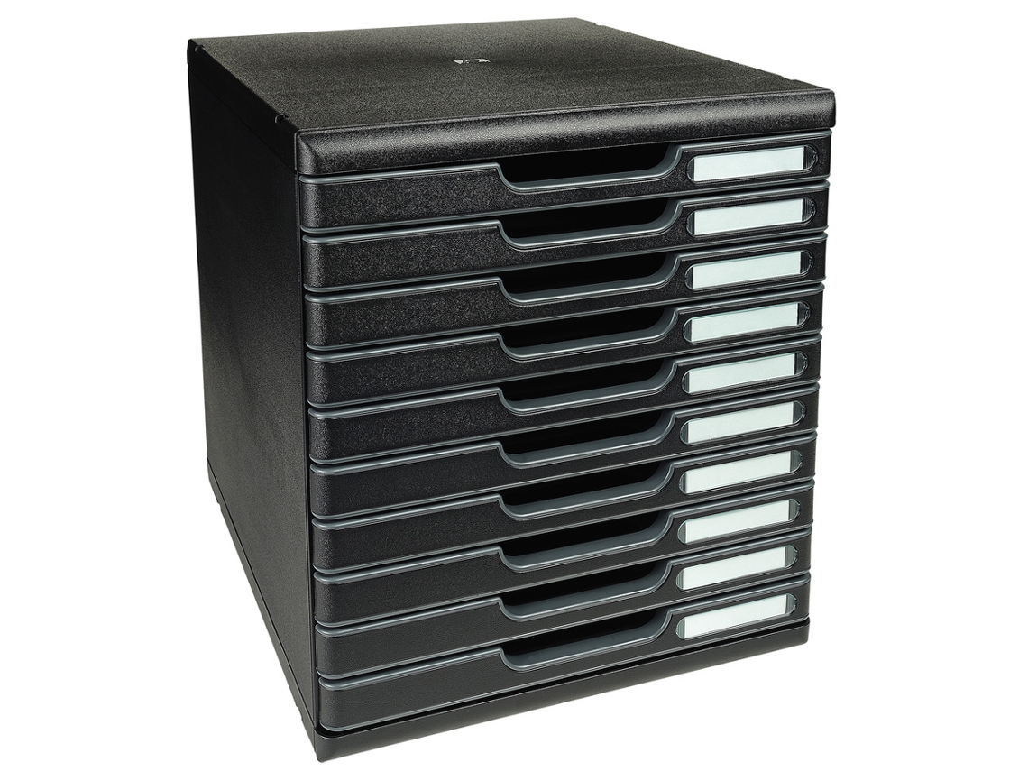 Caixa Gaveta EXACOMPTA Modulo A4 10 Gavetas Preta