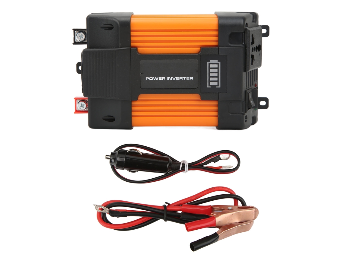 Inversor solar de onda senoidal modificada de 300 W para veículos com display LED e duas portas USB, conversão de 12 V CC para 110 V CA.